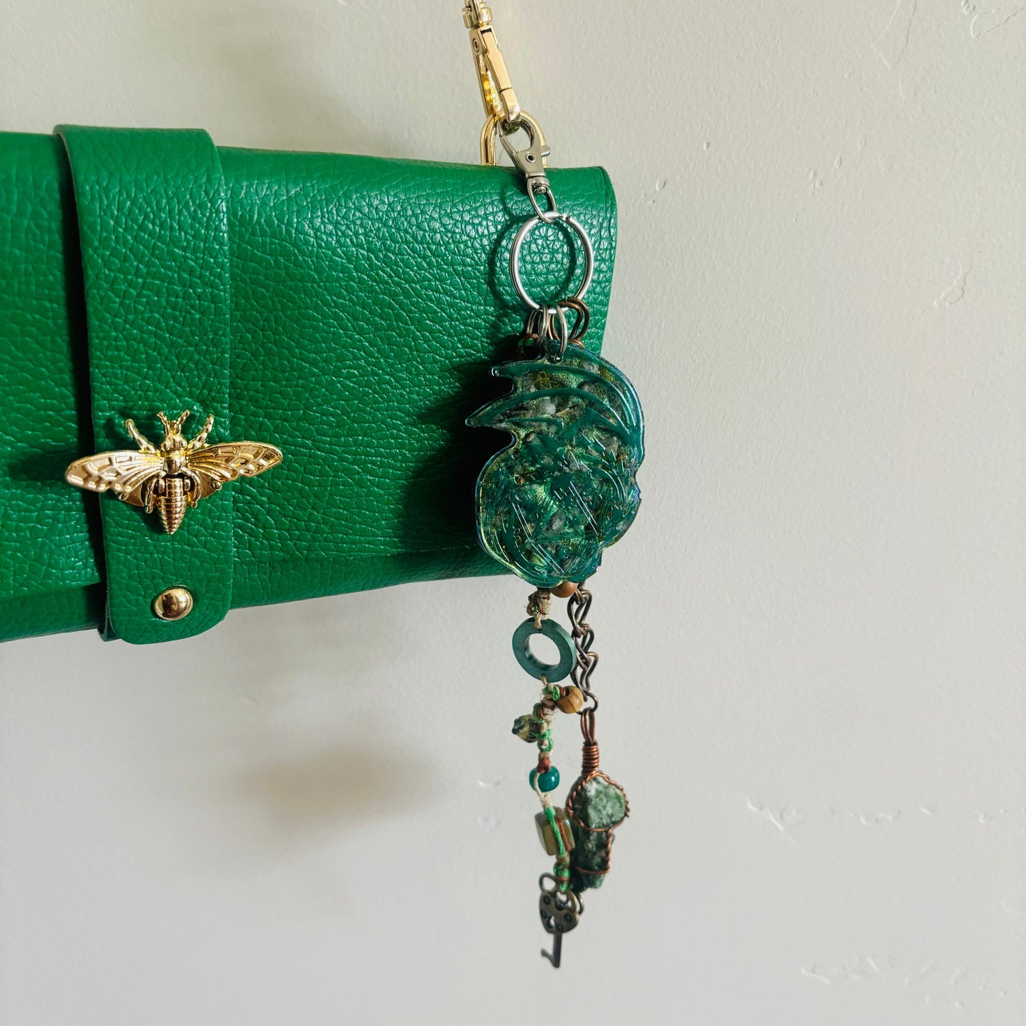 Earth Element Dragon Orgonite Keychain (dnd themed)
