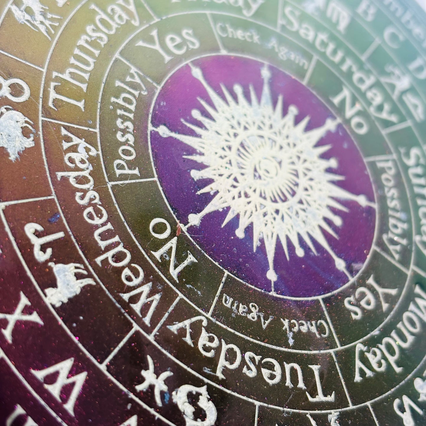 Purple/Gold/Blue Orgonite Pendulum Board