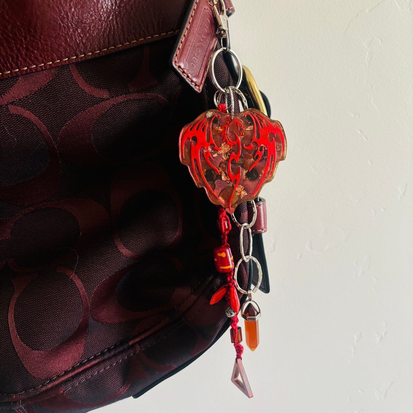 Fire Element Dragon Orgonite Keychain