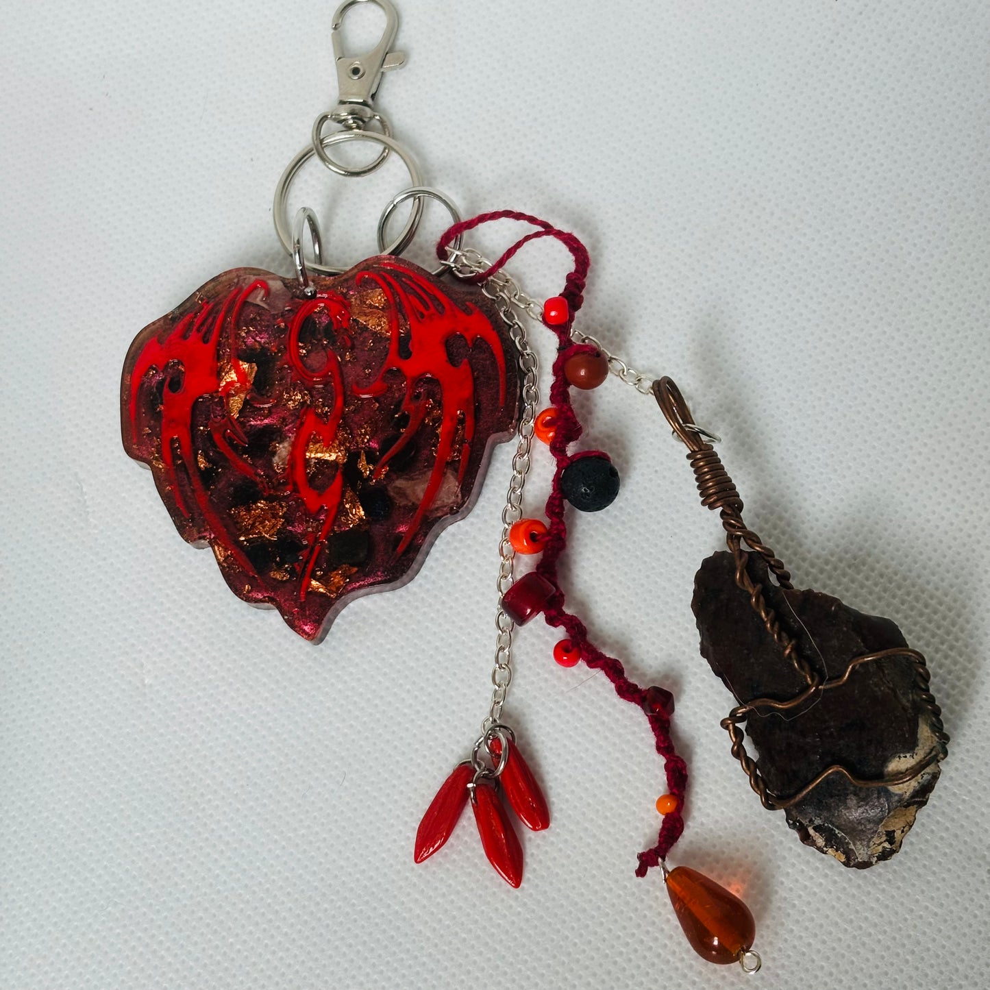 Fire Draconic Elemental Orgonite keychain