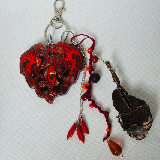 Fire Draconic Elemental Orgonite keychain