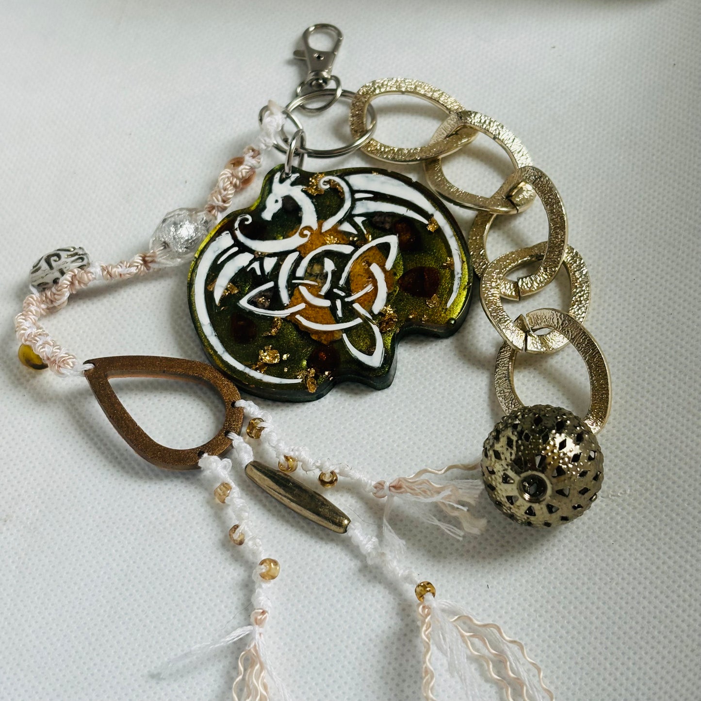 Light Element Dragon Orgonite Keychain