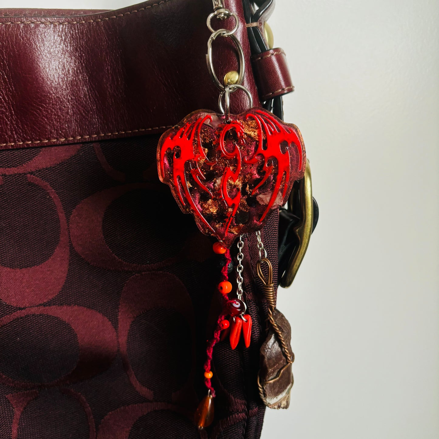 Fire Draconic Elemental Orgonite keychain