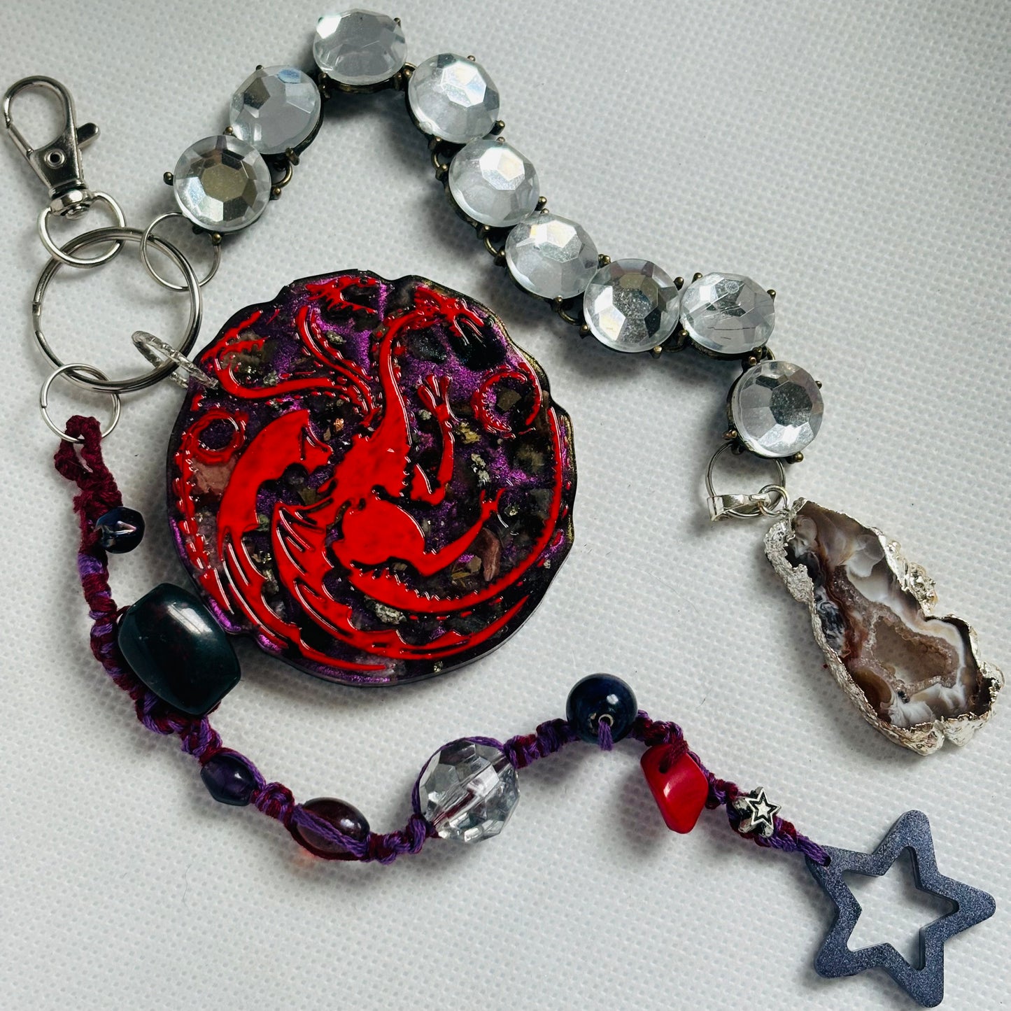 Chaos Elemental Dragon Orgonite Keychain (Game of Thrones themed)