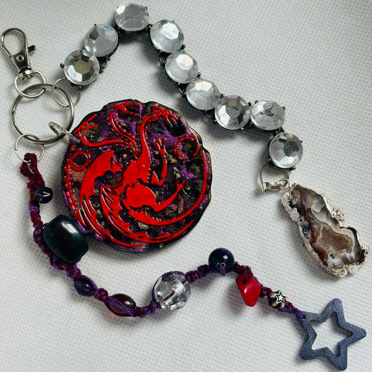 Chaos Elemental Dragon Orgonite Keychain (Game of Thrones themed)