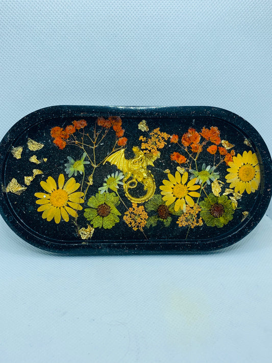 Floral Dragon Orgonite Dish